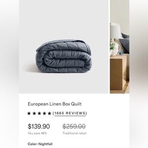 Quince European Linen Box Quilt - NIGHTFALL /twin